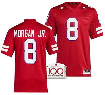 Nebraska Cornhuskers Stanley Morgan Jr Jersey 100th Anniversary Red 2023 Alternate Football #8