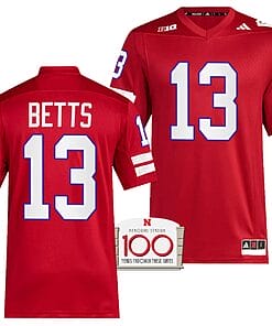 Nebraska Cornhuskers Zavier Betts Jersey 100th Anniversary Red 2023 Alternate Football #13