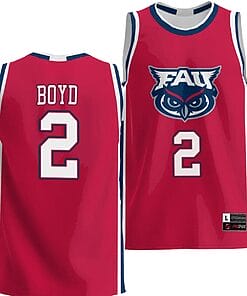 Nicholas Boyd Jersey #2 FAU Owls NIL College Basketball Lightweight Red