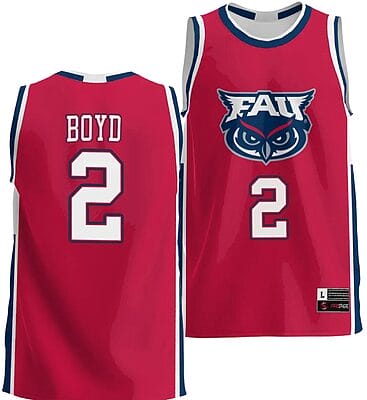 Nicholas Boyd Jersey #2 FAU Owls NIL College Basketball Lightweight Red