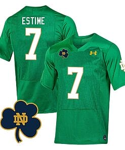 Notre Dame Audric Estime Jersey #7 College Football Johnny Lujack Patch Green