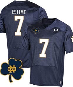Notre Dame Audric Estime Jersey #7 College Football Johnny Lujack Patch Navy