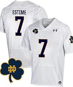 Notre Dame Audric Estime Jersey #7 College Football Johnny Lujack Patch White