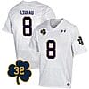 Notre Dame Marist Liufau Jersey #8 College Football Johnny Lujack Patch 32 White