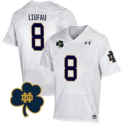 Notre Dame Marist Liufau Jersey #8 College Football Johnny Lujack Patch White