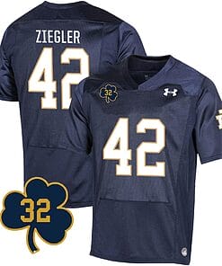 Notre Dame Nolan Ziegler Jersey #42 College Football Johnny Lujack Patch 32 Navy