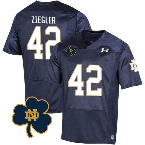 Notre Dame Nolan Ziegler Jersey #42 College Football Johnny Lujack Patch Navy
