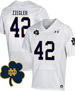 Notre Dame Nolan Ziegler Jersey #42 College Football Johnny Lujack Patch White
