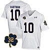 Notre Dame Sam Hartman Jersey #10 College Football Johnny Lujack Patch 32 White