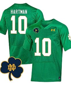 Notre Dame Sam Hartman Jersey #10 College Football Johnny Lujack Patch Green