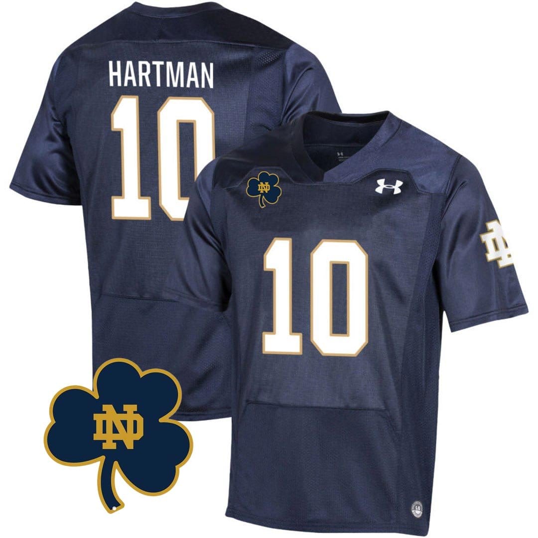 Notre Dame Sam Hartman Jersey #10 College Football Johnny Lujack Patch Navy