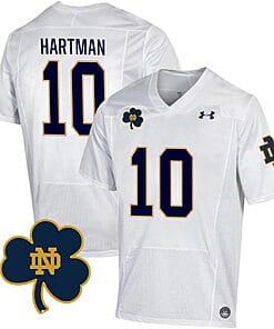 Notre Dame Sam Hartman Jersey #10 College Football Johnny Lujack Patch White