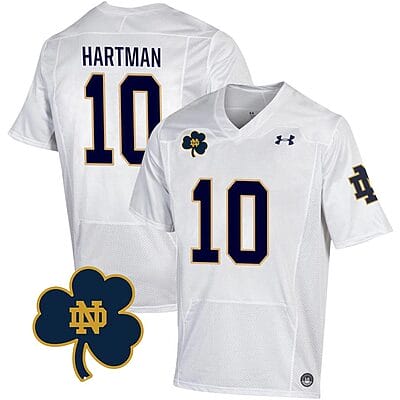 Notre Dame Sam Hartman Jersey #10 College Football Johnny Lujack Patch White