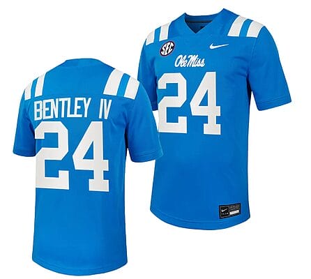 Ole Miss Rebels Ulysses Bentley IV Jersey #24 Untouchable College Football 2023 Powder Blue
