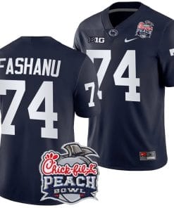 Olu Fashanu Jersey #74 Penn State Peach Bowl Patch 2024 College Football Navy