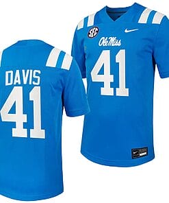 Ole Miss Rebels Caden Davis Jersey #41 Untouchable College Football 2023 Powder Blue