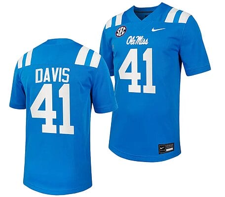 Ole Miss Rebels Caden Davis Jersey #41 Untouchable College Football 2023 Powder Blue