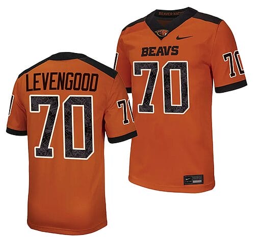 Oregon State Beavers Jake Levengood Jersey #70 College Football Stitched Orange 2023