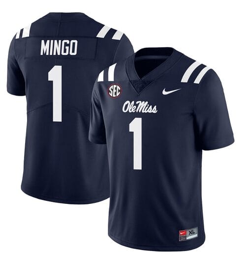 Ole Miss Rebels Jonathan Mingo Jersey #1 College Football All Stitched Navy