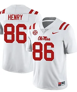 Ole Miss Rebels JJ Henry Jersey #86 College Football All Stitched White
