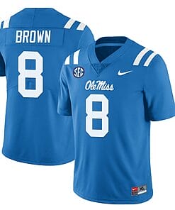 Ole Miss Rebels Troy Brown Jersey #8 College Football All Stitched Light Blue