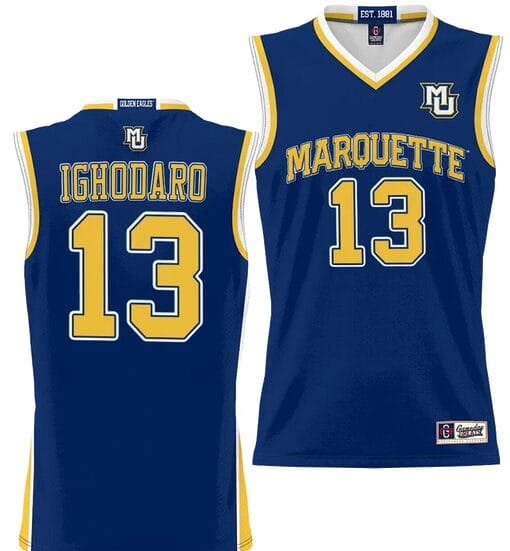 Oso Ighodaro Jersey #13 Marquette Golden Eagles NIL Basketball Lightweight Navy
