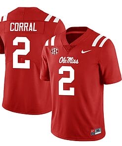 Ole Miss Rebels Matt Corral Jersey #2 College Football All Stitched Red