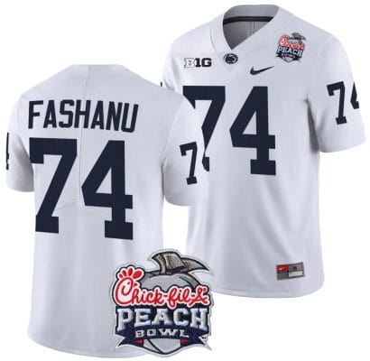 Olu Fashanu Jersey #74 Penn State Peach Bowl Patch 2024 College Football White