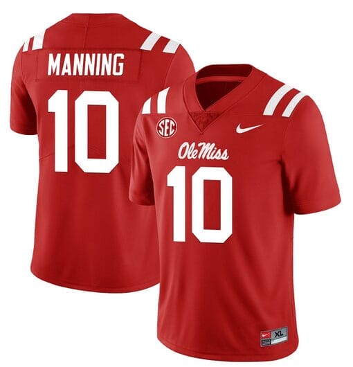 Ole Miss Rebels Eli Manning Jersey #10 College Football All Stitched Red