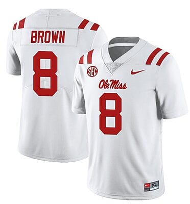 Ole Miss Rebels Troy Brown Jersey #8 College Football All Stitched White