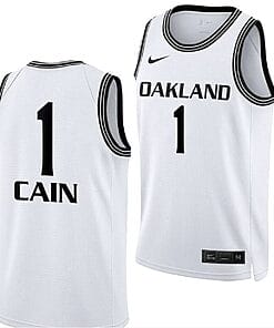 Oakland Golden Grizzlies Jamal Cain Jersey #1 College Basketball White 2021-22
