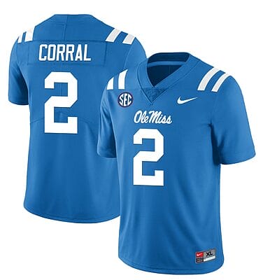 Ole Miss Rebels Matt Corral Jersey #2 College Football All Stitched Light Blue