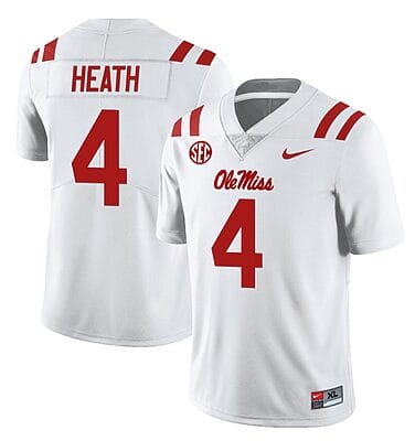 Ole Miss Rebels Malik Heath Jersey #4 College Football All Stitched White
