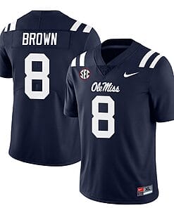 Ole Miss Rebels Troy Brown Jersey #8 College Football All Stitched Navy