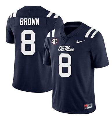 Ole Miss Rebels Troy Brown Jersey #8 College Football All Stitched Navy