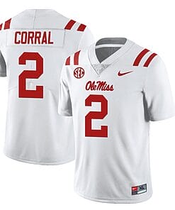 Ole Miss Rebels Matt Corral Jersey #2 College Football All Stitched White