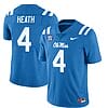 Ole Miss Rebels Malik Heath Jersey #4 College Football All Stitched Light Blue