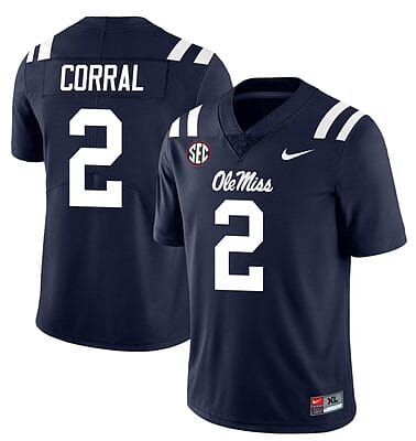 Ole Miss Rebels Matt Corral Jersey #2 College Football All Stitched Navy