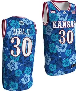 Ochai Agbaji Jersey #30 Kansas Jayhawks Bill Self Game College Basketball Blue Maui Strong