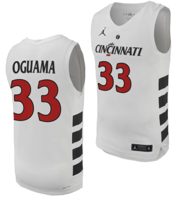 Ody Oguama Jersey #33 Cincinnati Bearcats College Basketball Replica 2023-24 White