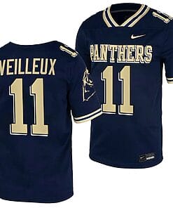 Pitt Panthers Christian Veilleux Jersey #11 Navy College Football Replica Uniform
