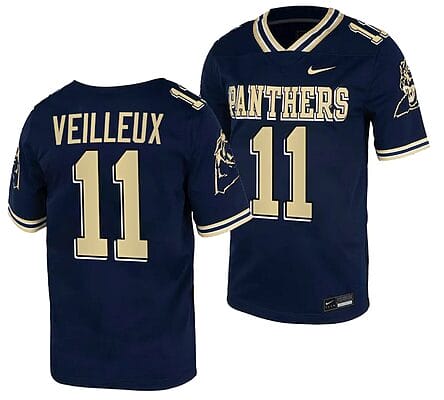 Pitt Panthers Christian Veilleux Jersey #11 Navy College Football Replica Uniform