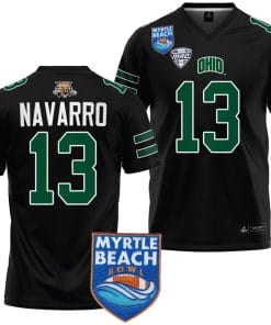 Parker Navarro Jersey #13 Ohio Bobcats 2023 Myrtle Beach Bowl Patch College Football Black