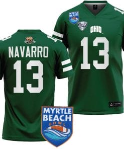 Parker Navarro Jersey #13 Ohio Bobcats 2023 Myrtle Beach Bowl Patch College Football Green