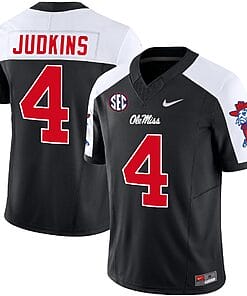 Quinshon Judkins Jersey #4 Ole Miss Rebels Football Vapor Limited All Stitched Black Alternate