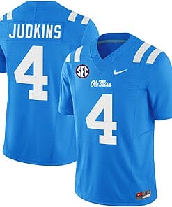 Quinshon Judkins Jersey #4 Ole Miss Rebels Football Vapor Limited All Stitched Powder Blue
