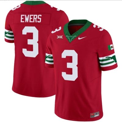 Quinn Ewers Jersey #3 Texas Longhorns Mexico Vapor College Football Red