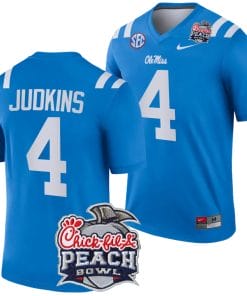 Quinshon Judkins Jersey #4 Ole Miss Rebels Peach Bowl Patch 2024 College Football Blue