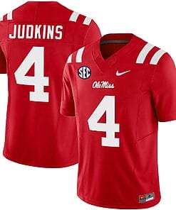 Quinshon Judkins Jersey #4 Ole Miss Rebels Football Vapor Limited All Stitched Red