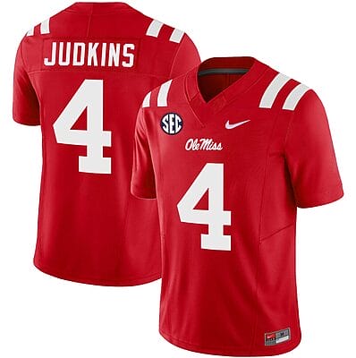 Quinshon Judkins Jersey #4 Ole Miss Rebels Football Vapor Limited All Stitched Red